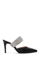 Women's Black Stone Heeled Slippers | Derimod