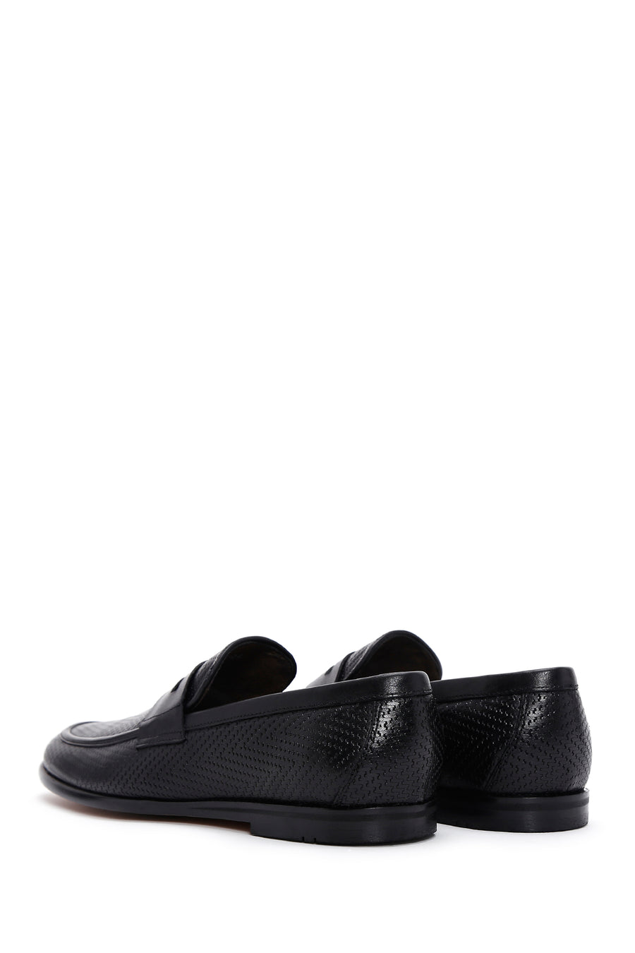 Erkek Siyah Deri Baskılı Klasik Loafer
