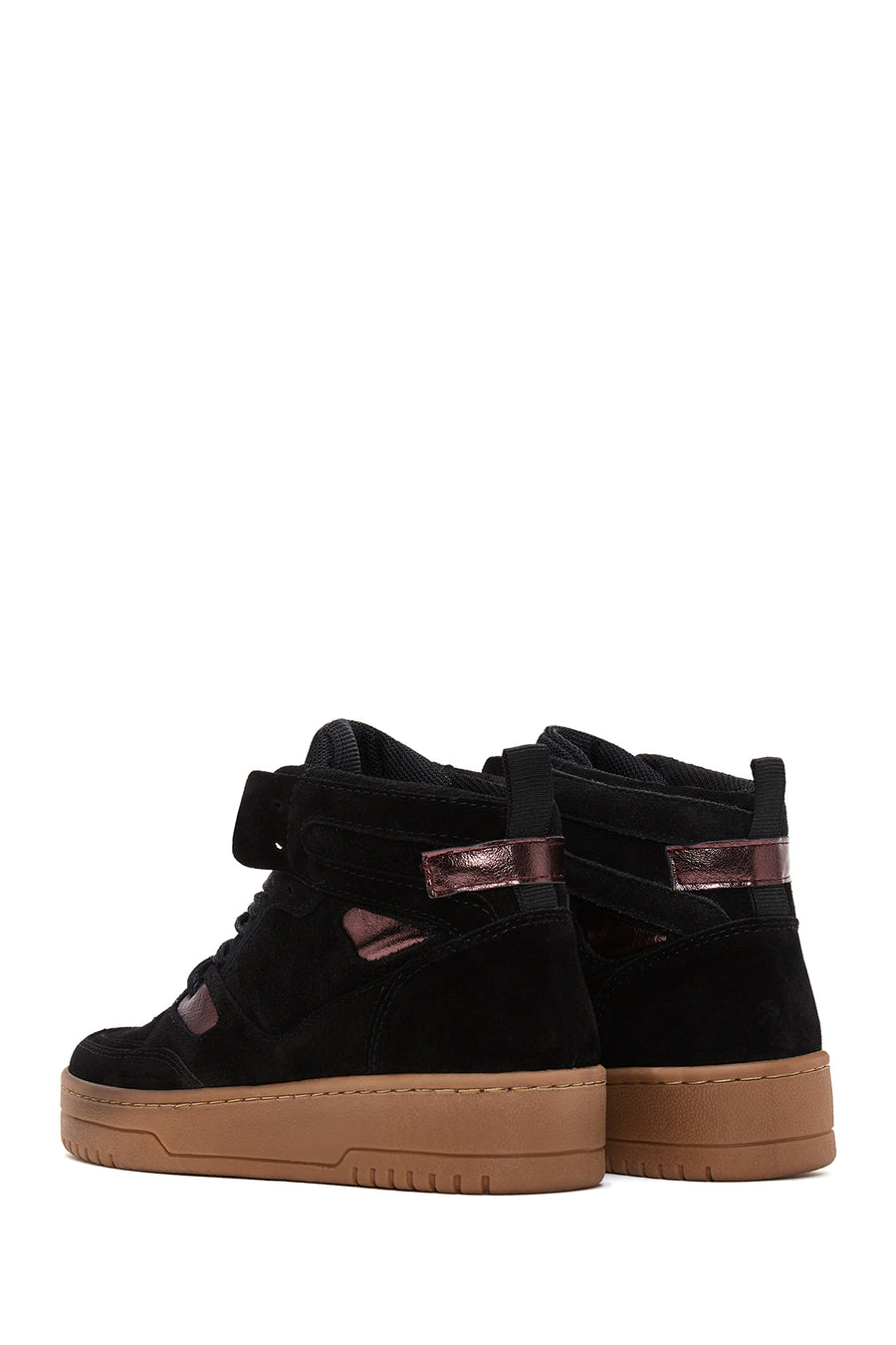 Kadın Siyah Süet Deri Bilekli Sneaker