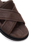 Male Brown Suede Slipper | Derimod