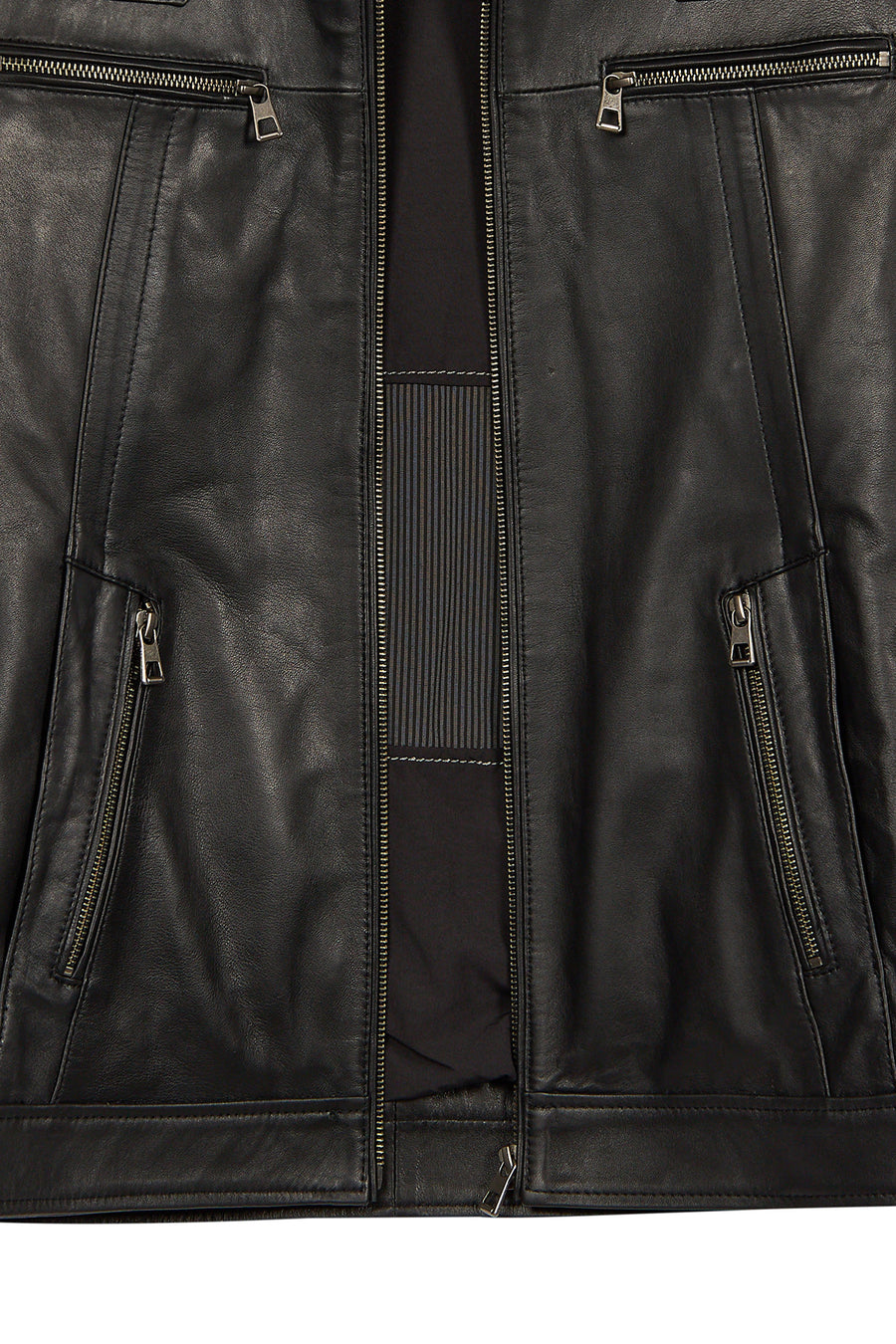 Lucas Male Black Mandarin Collar Leather Jacket