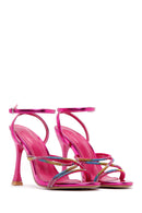 Women's Pink Ankle Strap Stone Heeled Sandals | Derimod