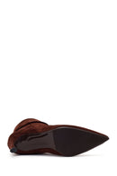 Woman Brown Thin-Heeled Suede Boots | Derimod