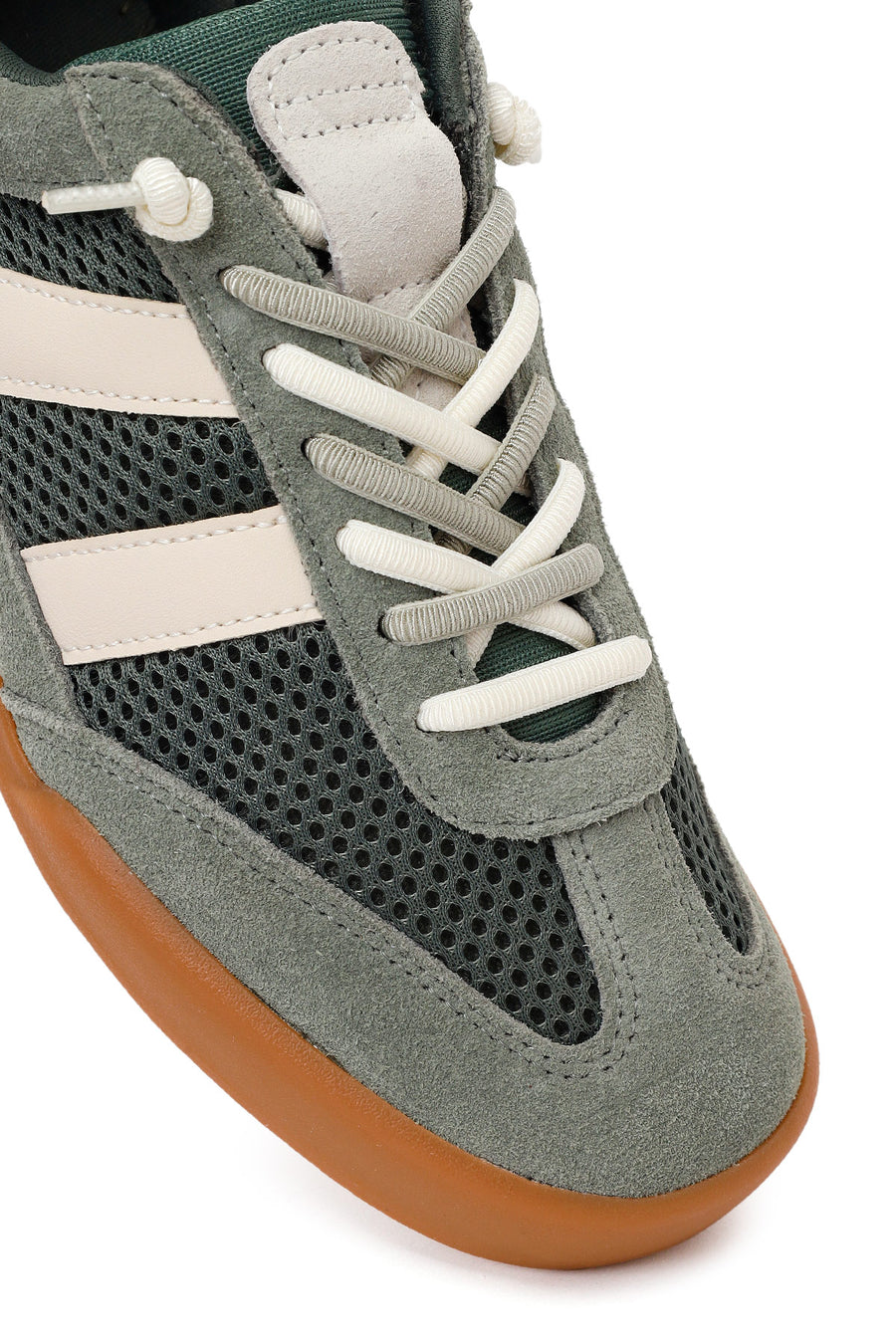Women's Green Lace-up Leather Sneaker