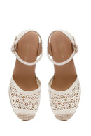 Women's Beige Ankle Buckle Wedge Heel Espadrilles | Derimod