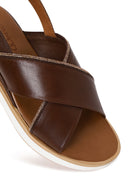 Woman Brown Wedge-Heel Leather Sandal | Derimod