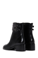 Women's Black Buckle Heeled Leather Classic Boots | Derimod