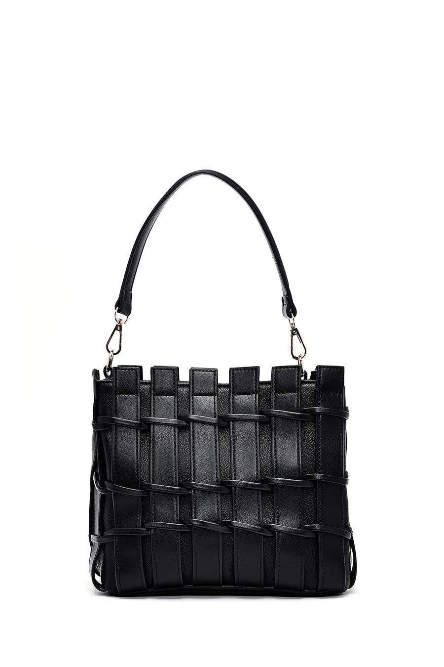 Women's Black Long Strap Knitted Shoulder Bag