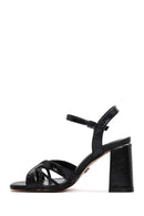 Women's Black Ankle Strap Thick Heeled Sandals | Derimod