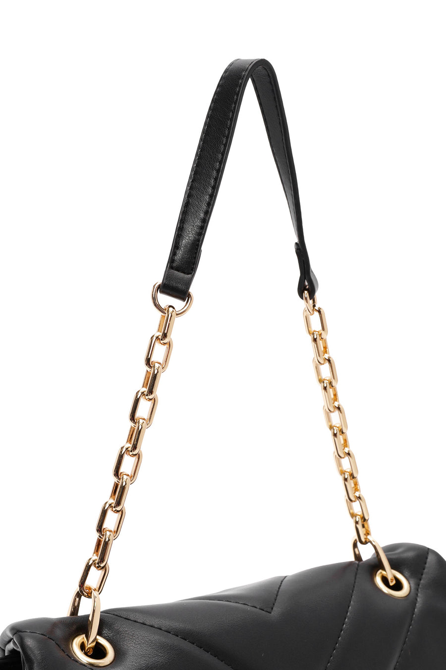 Women's Black Chain Strap Quilted Shoulder Bag