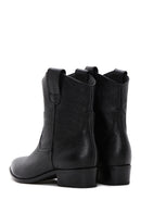 Women's Black Leather Cowboy Boots | Derimod