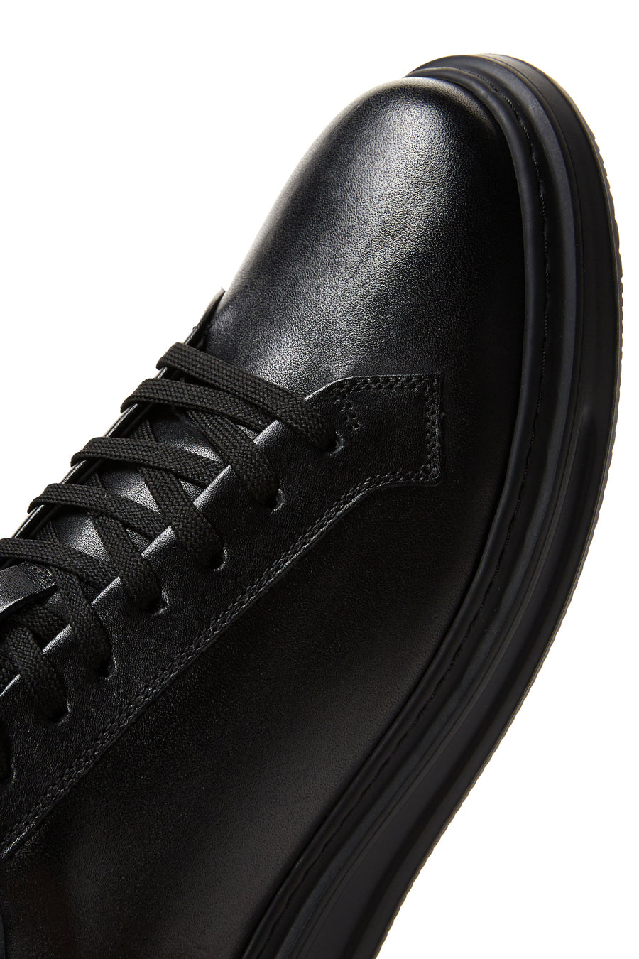 Men's Black Leather Thick Soled Sneaker
