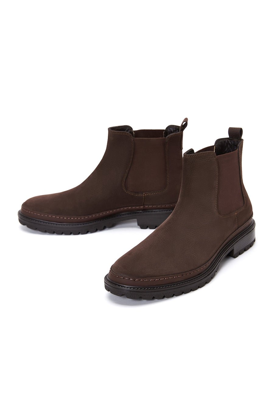 Men's Brown Nubuck Leather Chelsea Boots