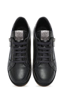 Women's Black Lace-Up Leather Sneaker | Derimod