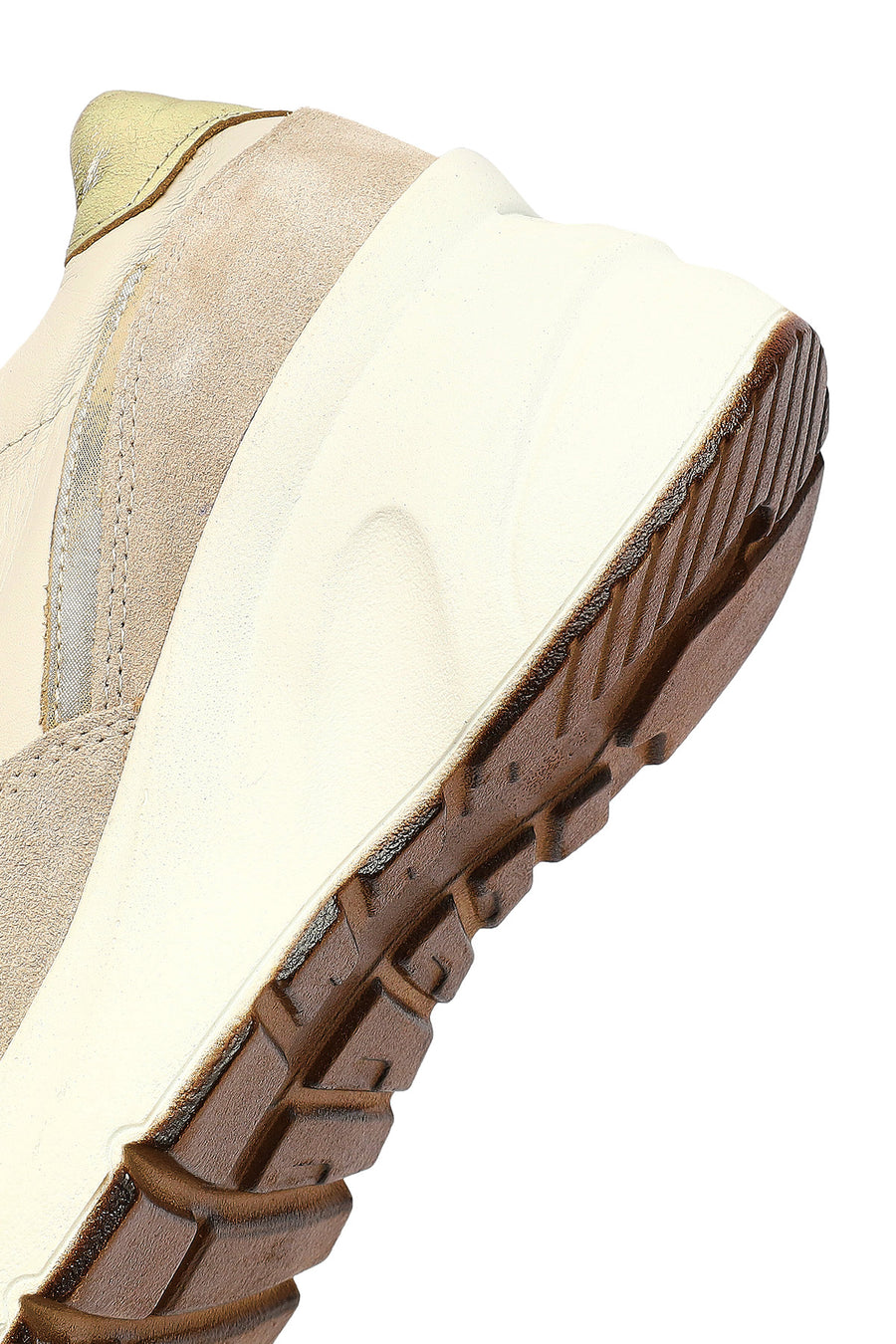 Kadın Bej Bağcıklı Fermuar Detaylı Dolgu Topuklu Deri Sneaker