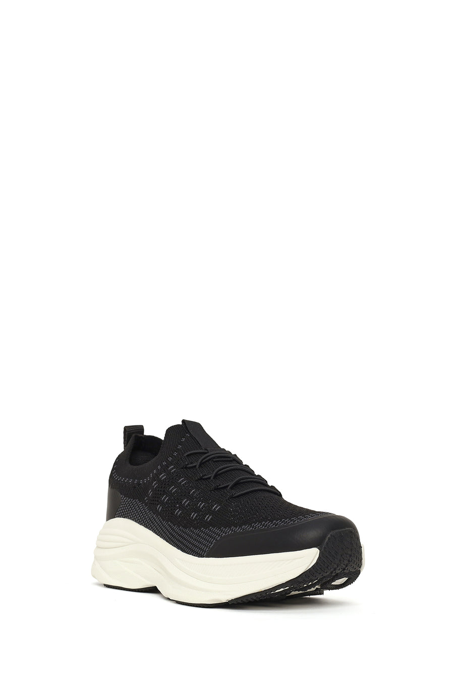 Derimod Zero Woman Black Thick-Soled Lace-Up Fabric Sneakers