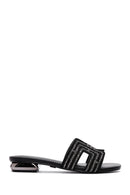 Women's Black Stone Slippers | Derimod