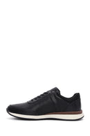 Men's Black Leather Printed Sneaker | Derimod