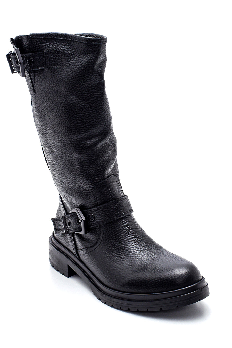 Women's Leather Buckle Boots