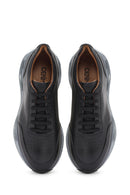 Men's Black Thick Sole Lace Up Leather Sneaker | Derimod