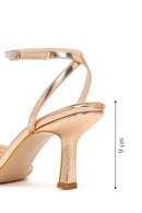 Women's Pink Ankle Buckle Stoned Thin Heel Sandals | Derimod