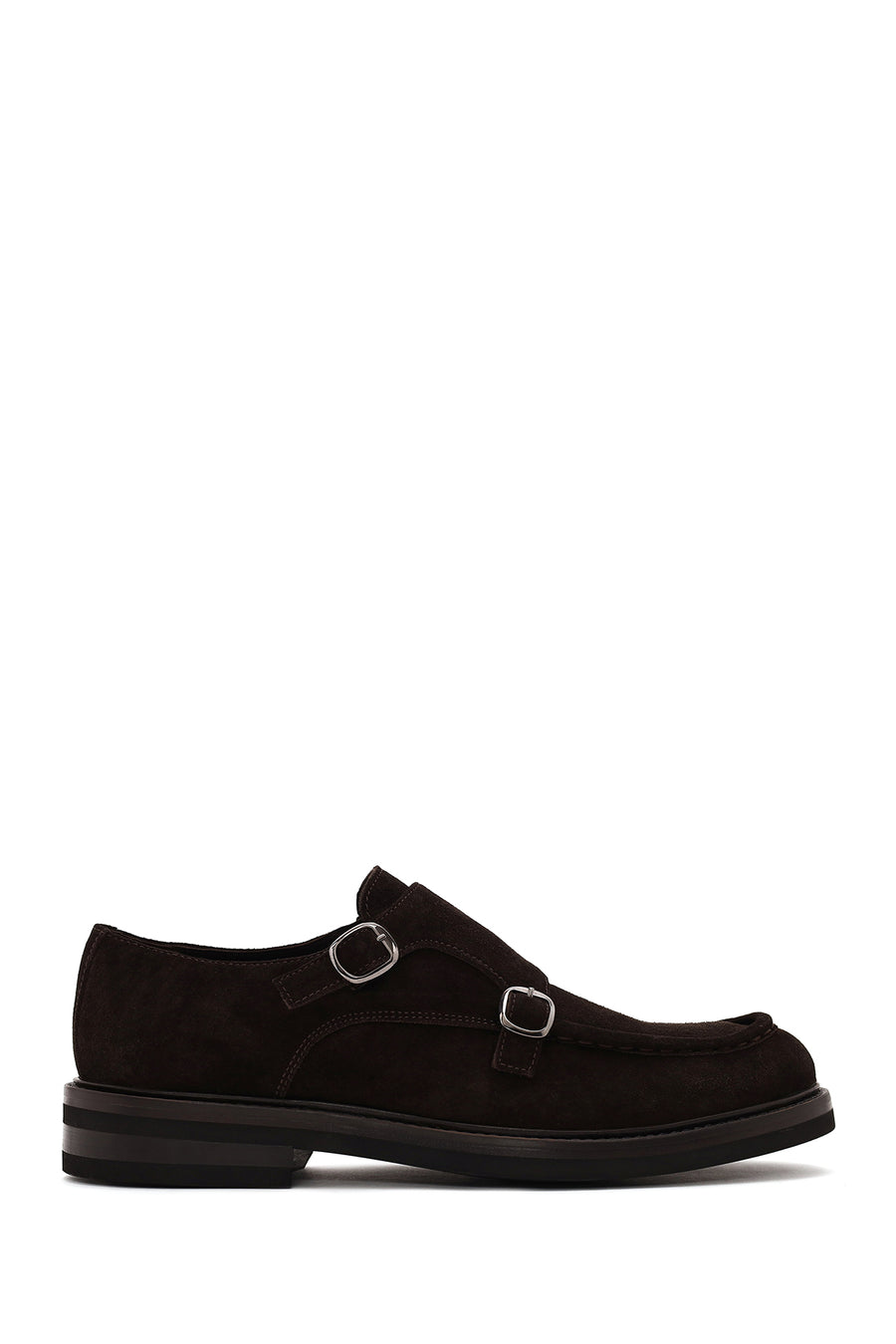 Male Brown Double-Buckle Suede Casual Shoes WM820006DS | Derimod