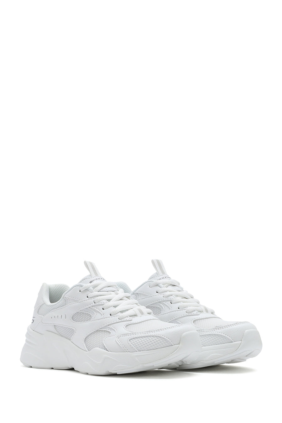 Skechers Kadın Beyaz Bobs Bamina Bağcıklı Kalın Tabanlı Kumaş Sneaker