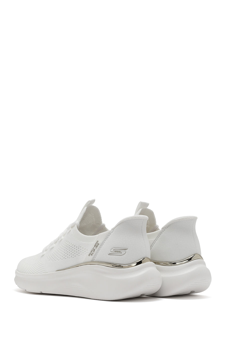 Skechers Women's White Bobs B Love - True Delight Lace-Up Chunky Sole Fabric Sneakers