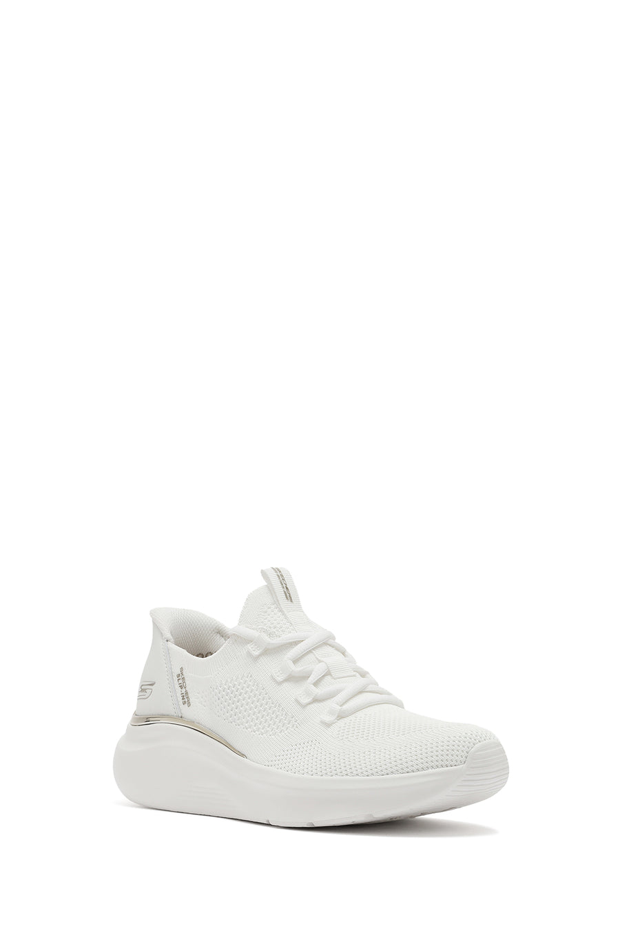 Skechers Women's White Bobs B Love - True Delight Lace-Up Chunky Sole Fabric Sneakers