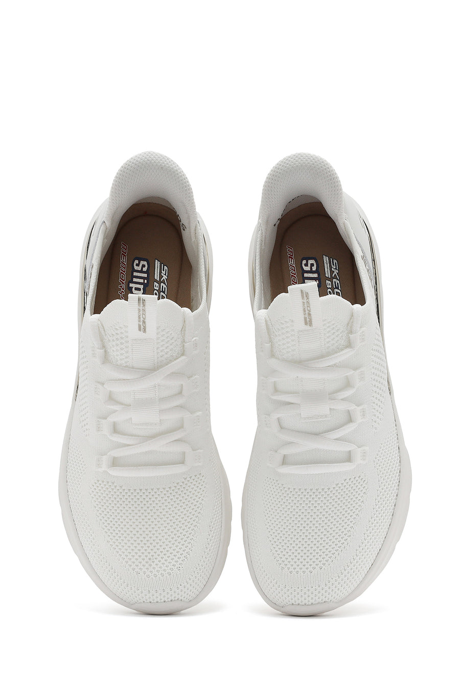 Skechers Women's White Bobs B Love - True Delight Lace-Up Chunky Sole Fabric Sneakers