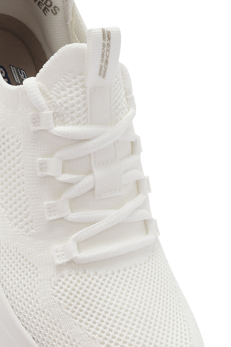 Skechers Women's White Bobs B Love - True Delight Lace-Up Chunky Sole Fabric Sneakers