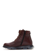 Men's Brown Leather Zippered Casual Boots | Derimod