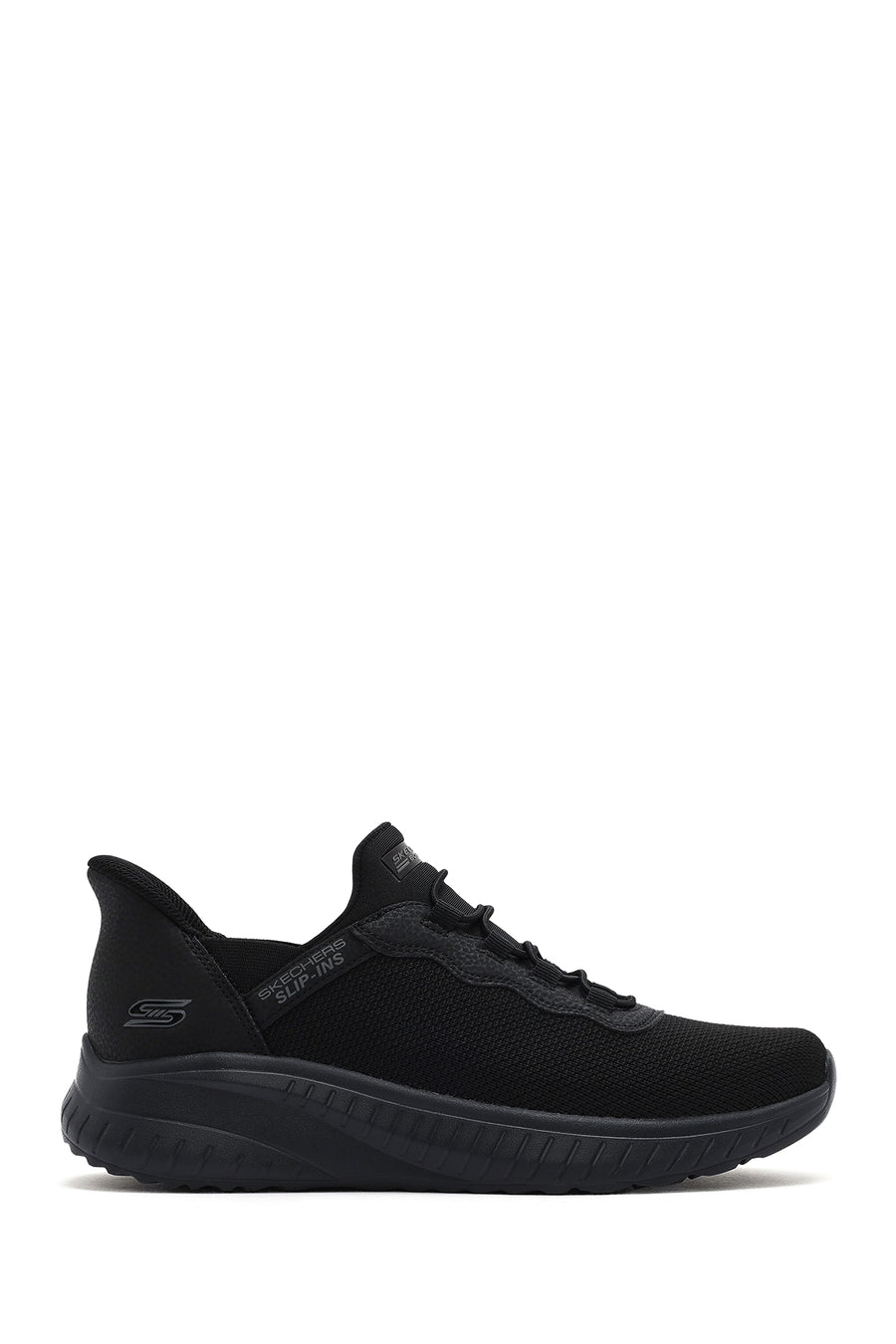 Skechers Men's Black Bobs Squad Lace-Up Thick-Soled Fabric Sneakers 118300 BBK | Derimod