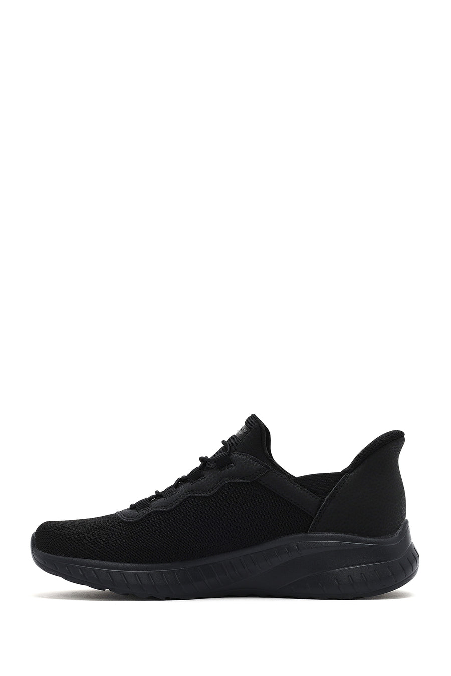 Skechers Men's Black Bobs Squad Lace-Up Thick-Soled Fabric Sneakers