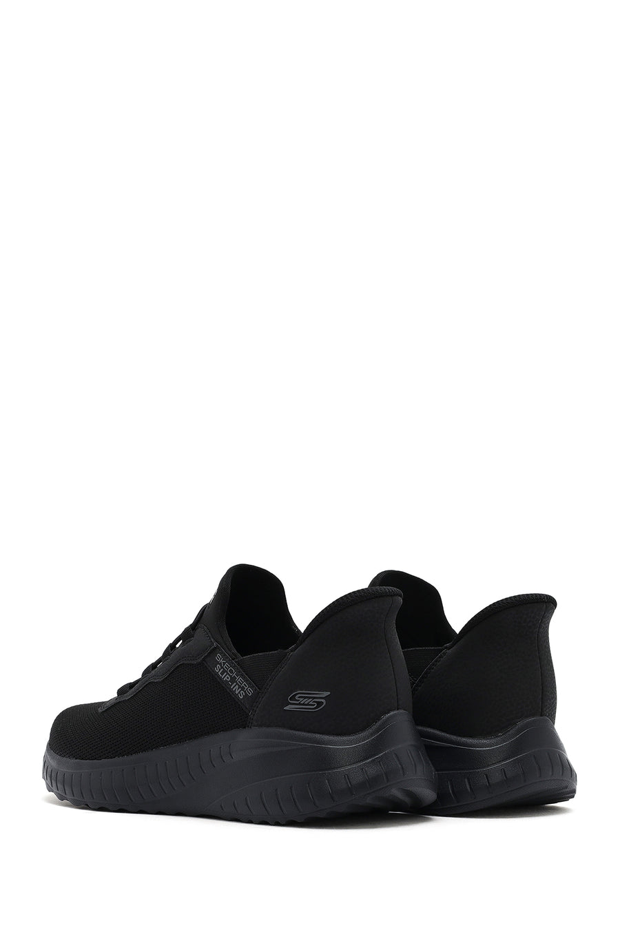Skechers Men's Black Bobs Squad Lace-Up Thick-Soled Fabric Sneakers