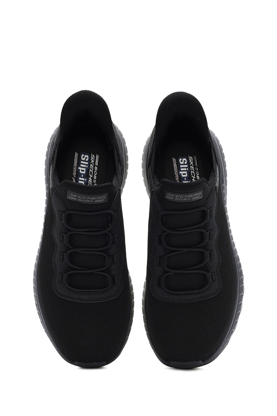 Skechers Men's Black Bobs Squad Lace-Up Thick-Soled Fabric Sneakers