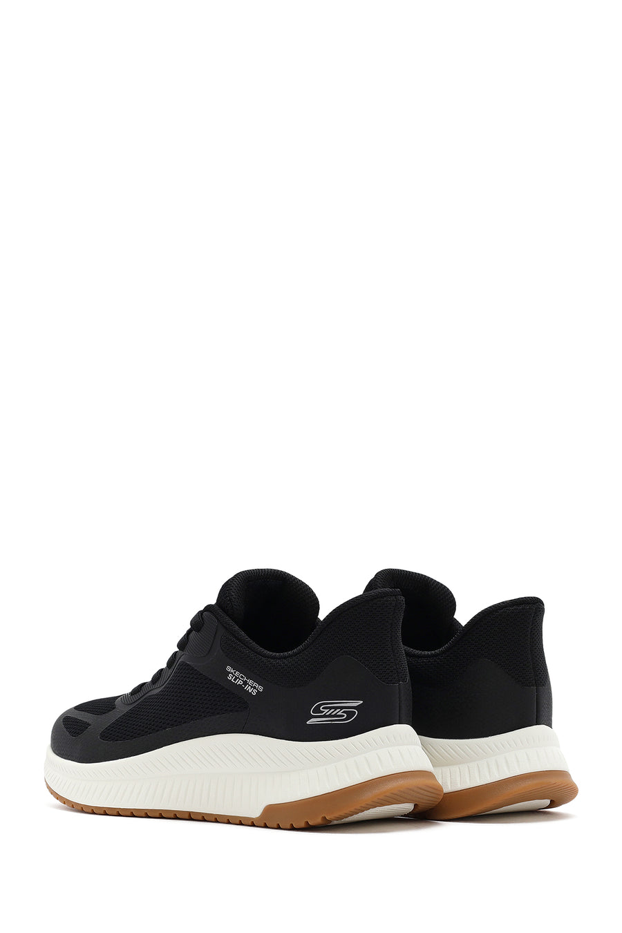 Skechers Men's Black Bobs Squad Lace-Up Chunky Sole Fabric Sneakers