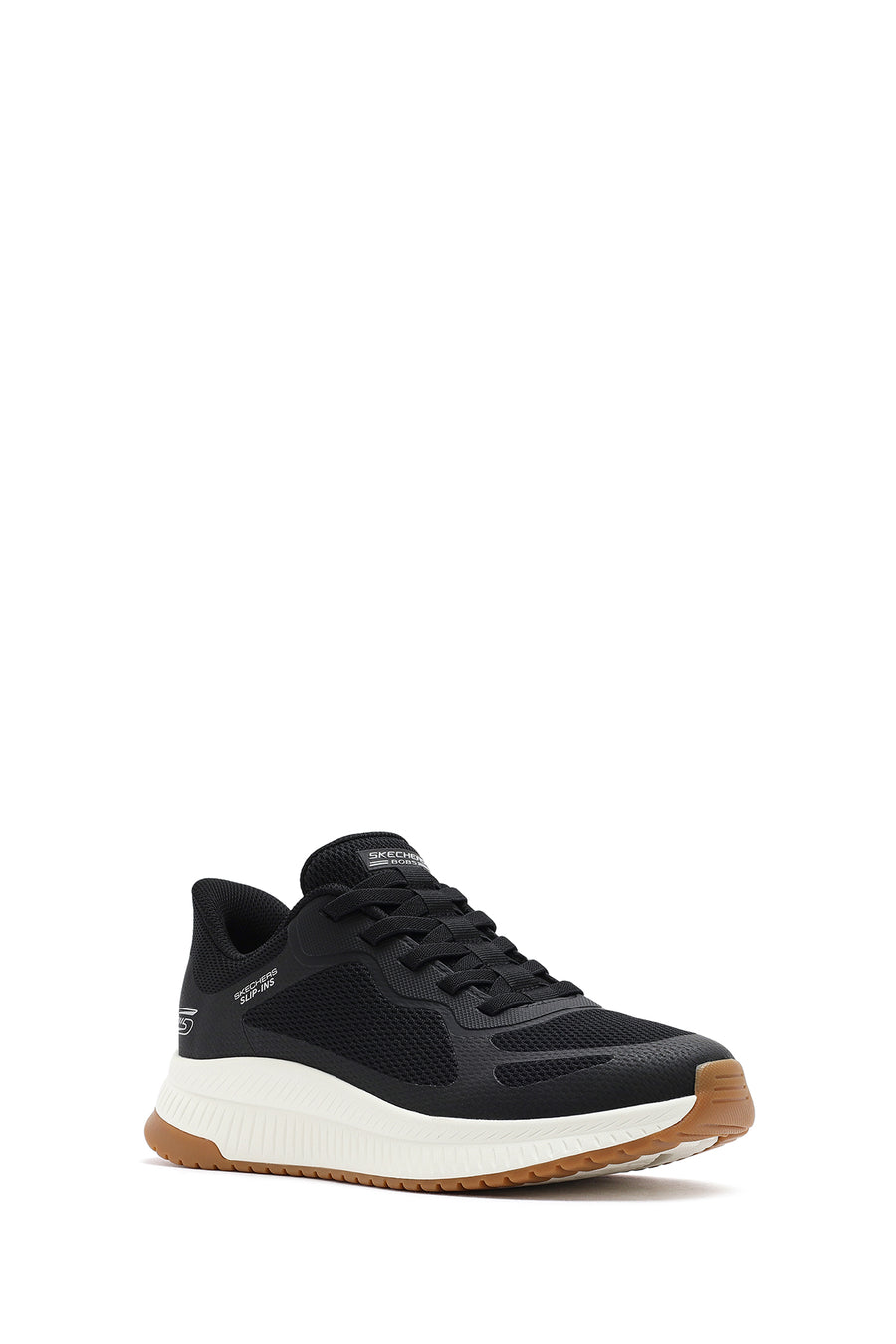 Skechers Men's Black Bobs Squad Lace-Up Chunky Sole Fabric Sneakers
