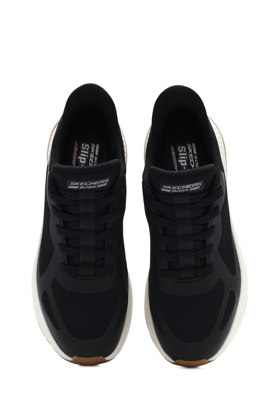 Skechers Men's Black Bobs Squad Lace-Up Chunky Sole Fabric Sneakers