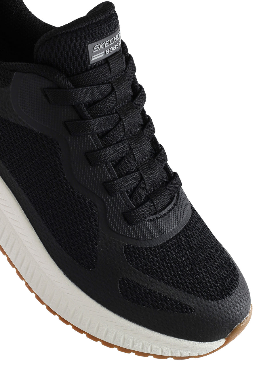 Skechers Men's Black Bobs Squad Lace-Up Chunky Sole Fabric Sneakers