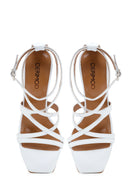 Women's White Leather High Heel Sandals | Derimod