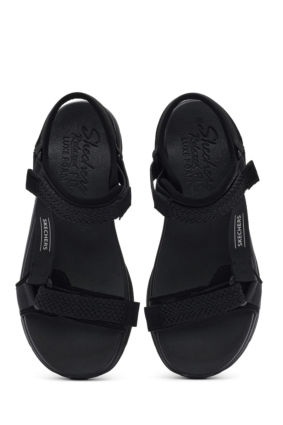 Skechers Kadın Siyah D'lux Walker - Pretty Field Kalın Tabanlı Sandalet