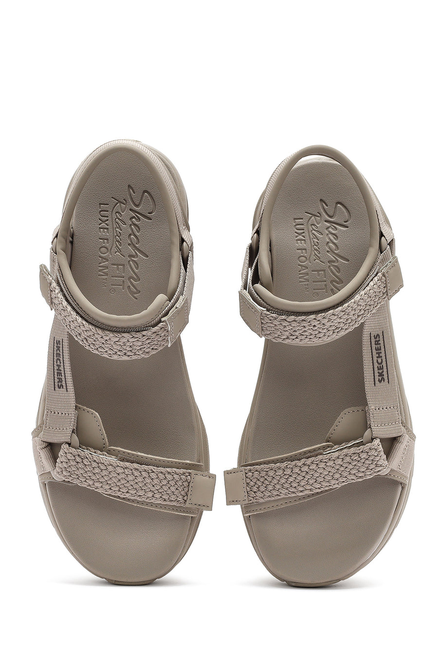 Skechers Kadın Bej D'lux Walker - Pretty Field Kalın Tabanlı Sandalet