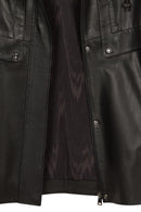 Celine Woman Black A-Line Hooded Leather Coat | Derimod