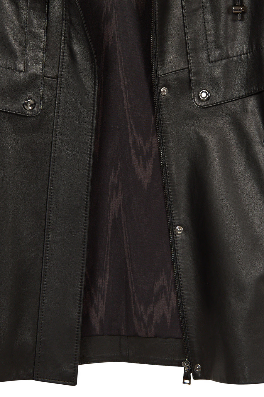 Celine Woman Black A-Line Hooded Leather Coat