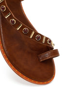 Woman Brown Embellished Flip-Flop Sandals | Derimod