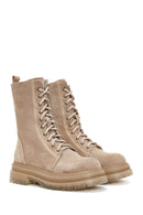Women's Gray Suede Leather Boots | Derimod