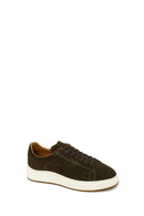 Male Khaki Lace-Up Thick-Soled Suede Leather Sneaker | Derimod
