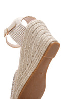 Women's Beige Ankle Strap Stone Wedge Heel Espadrille | Derimod