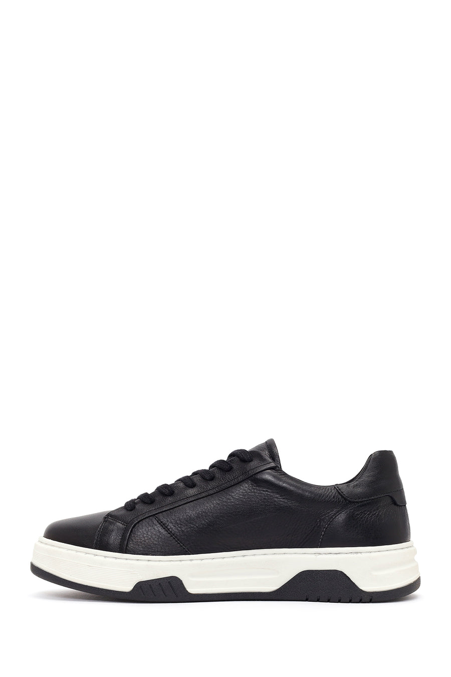Men's Black Thick Sole Lace Up Leather Sneaker